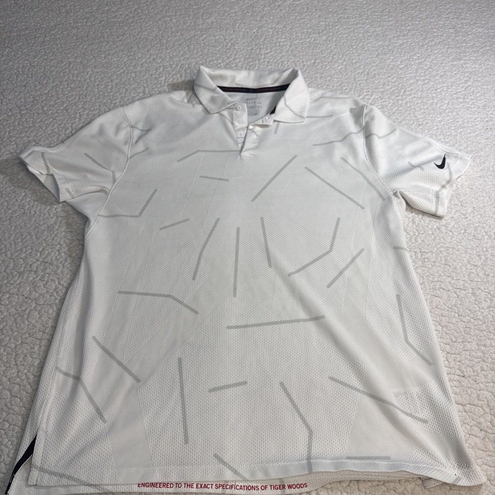 Men's medium Nike Dri-Fit Blade Snap Tiger Woods Shirt Jacquard Grey Golf Polo